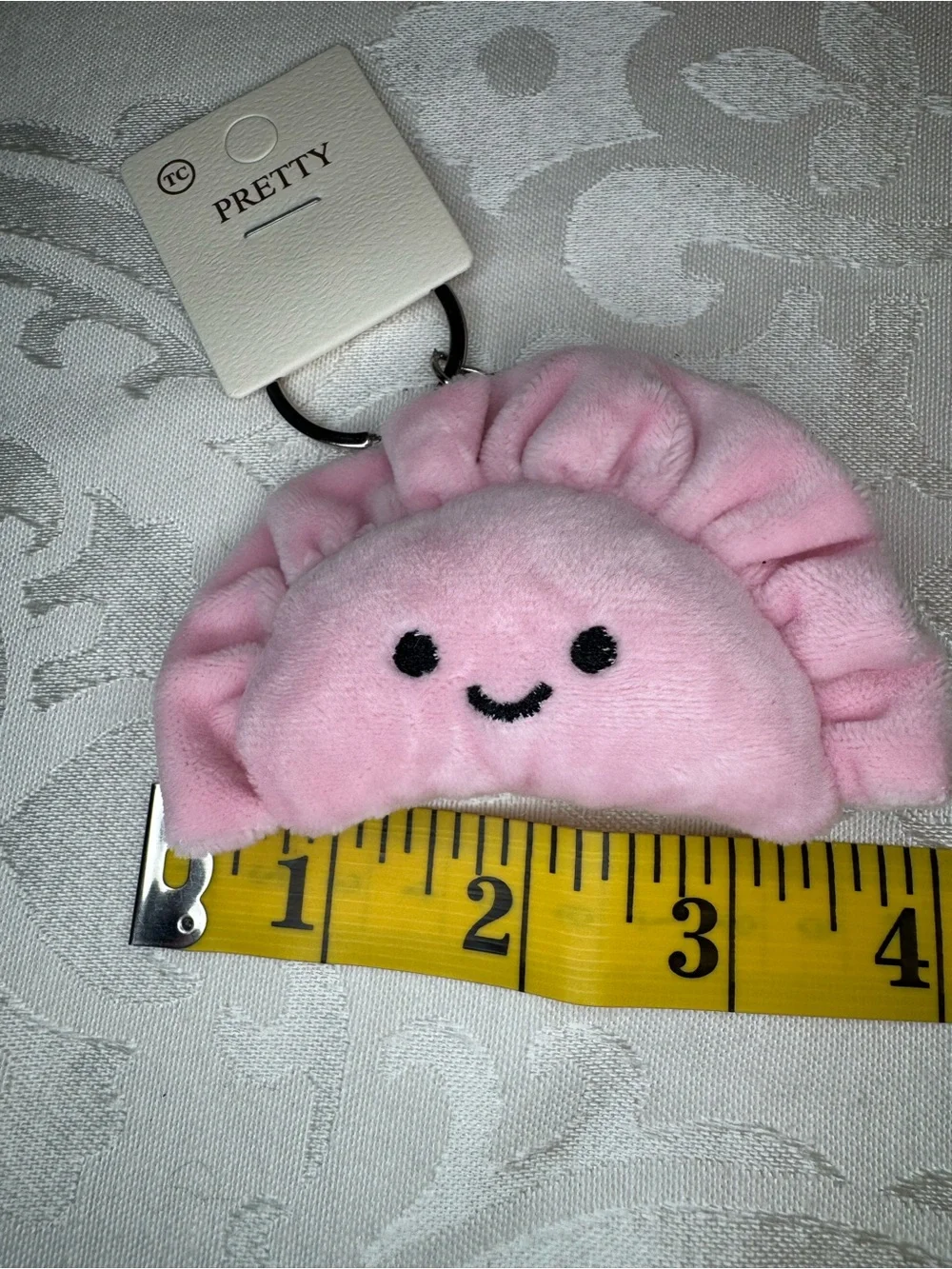 NWT Pretty light pink plush dumpling keychain bag charm